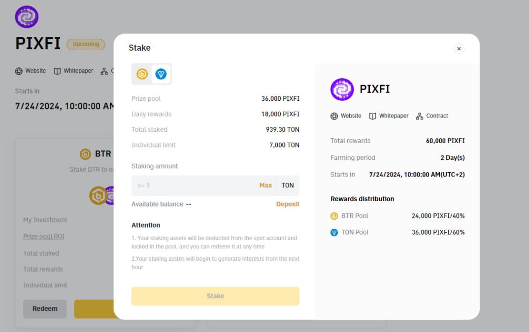 Bitrue PIXFI Staking
