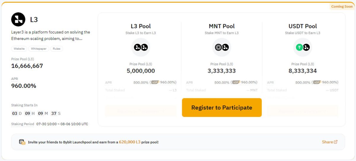 Bybit Layer3 Launchpool Pools