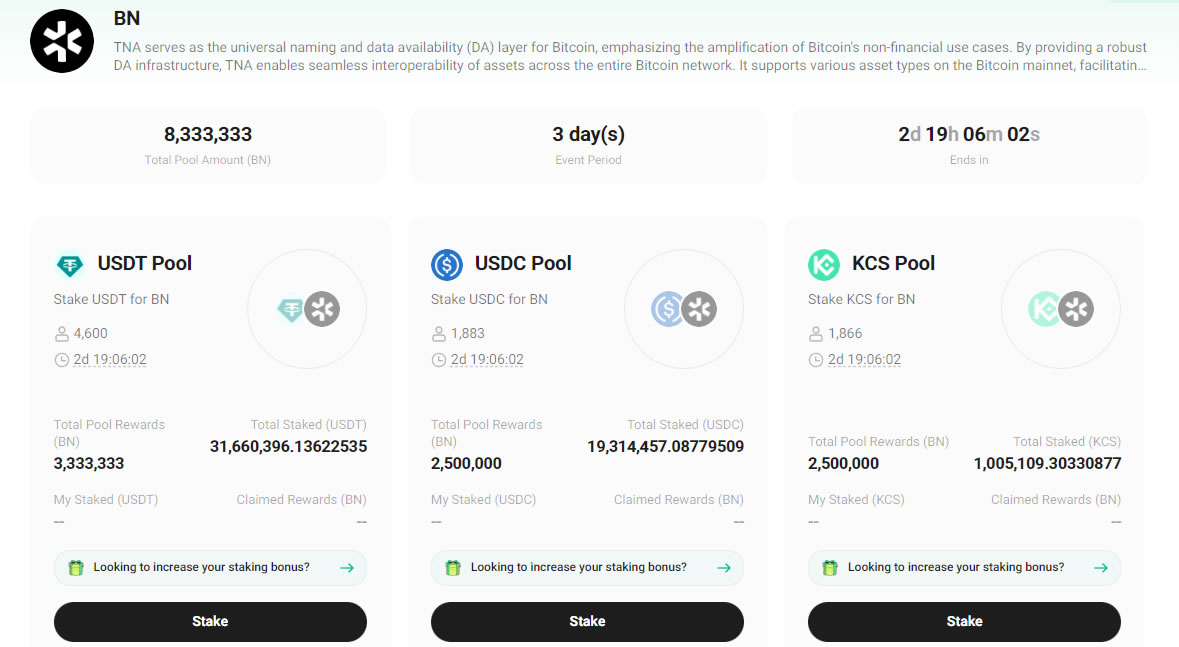 KuCoin TNA Launchpool Pools