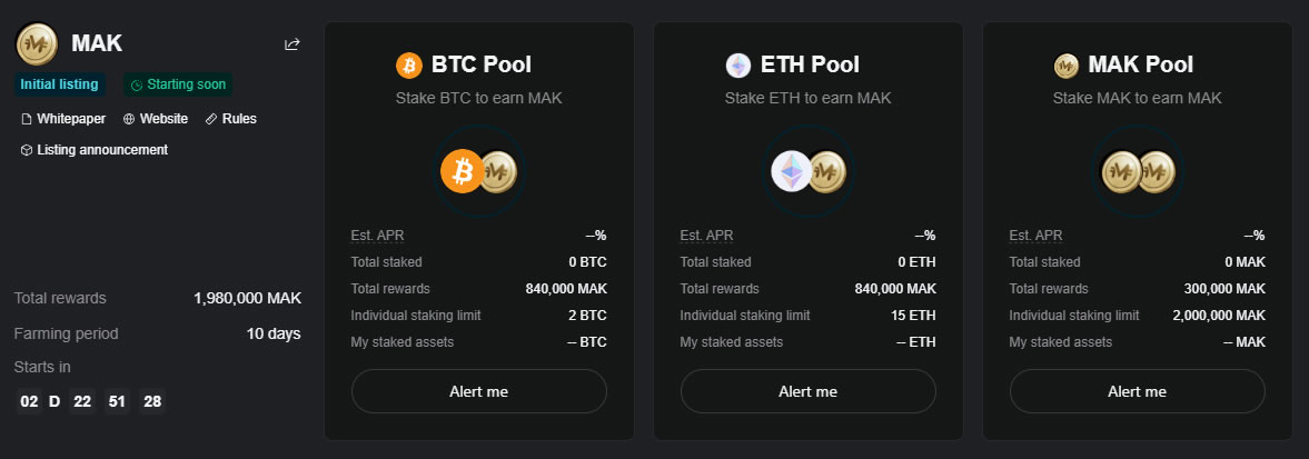 Bitget MAK Launchpool