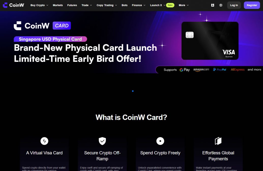 CoinW Physical Card website