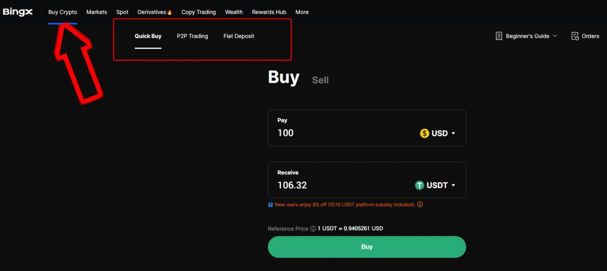 How to buy crypto on BingX
