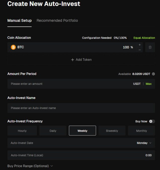 Bitunix Auto Invest setup