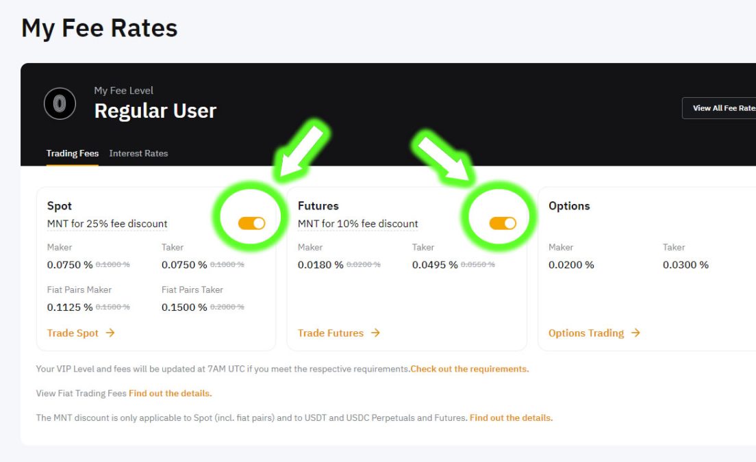 Bybit My Fee Rates page