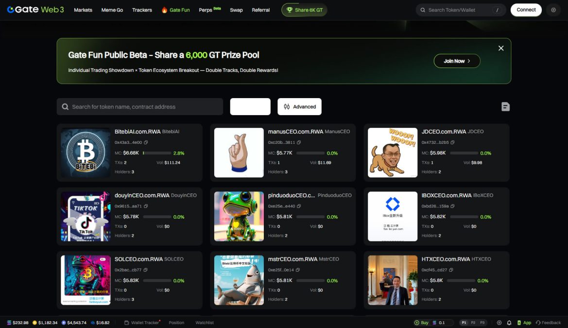Gate Fun Memecoin Launch Platform