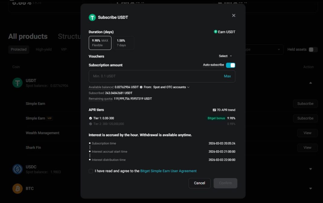 Bitget USDT Simple Earn